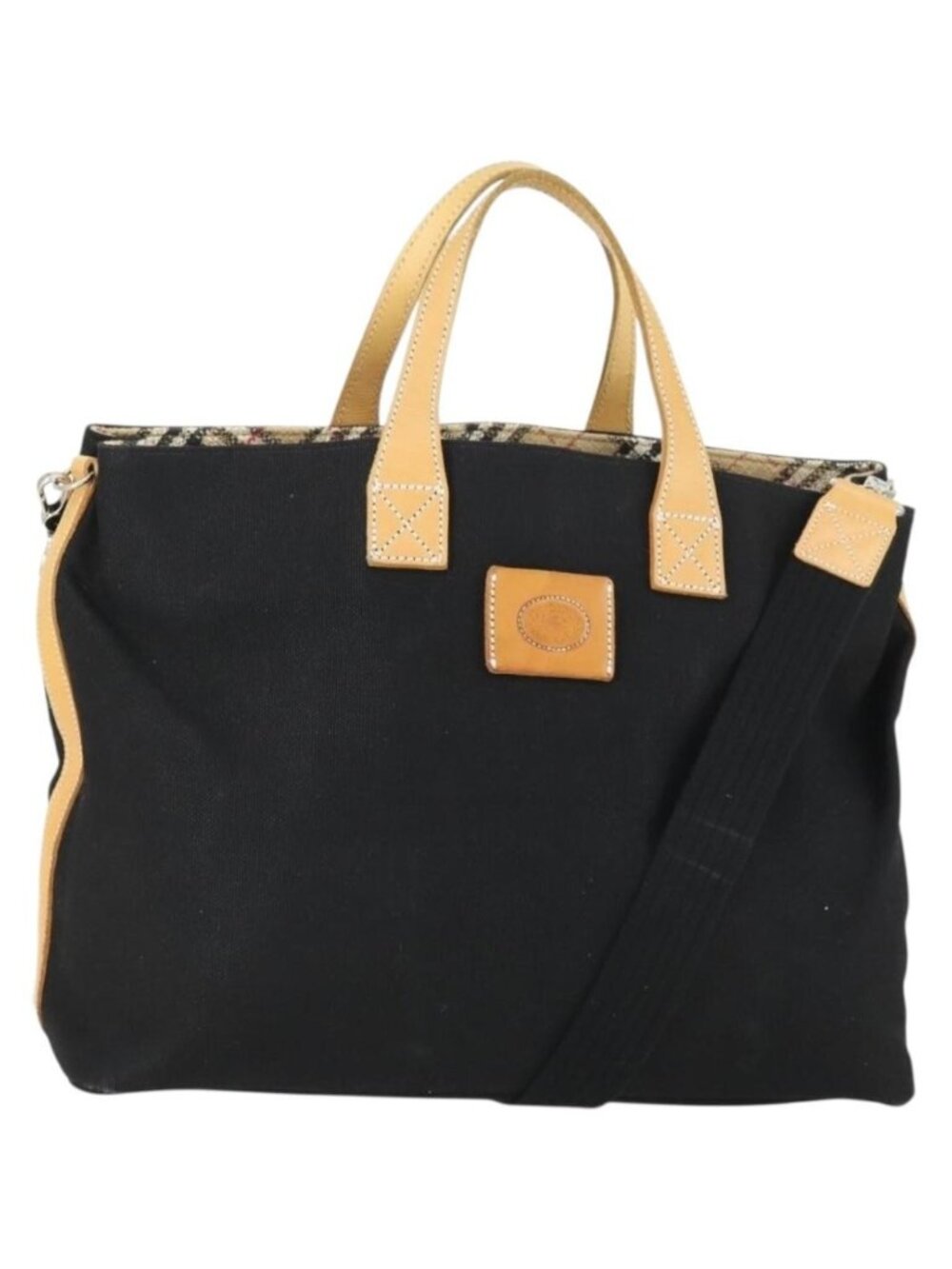 Burberrys Blue Label Tote Bag Canvas 2way Black